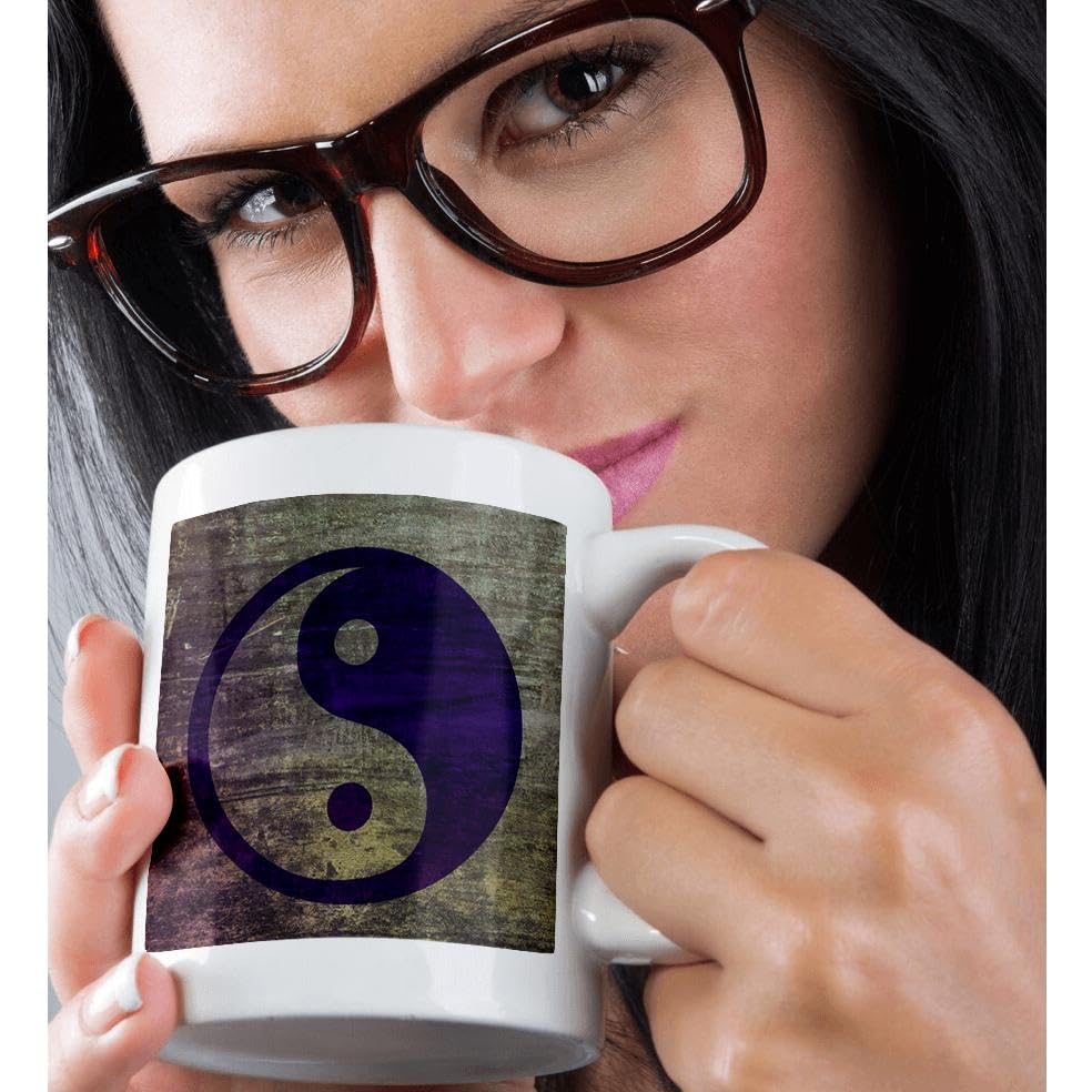3dRose Yin Yang Inspirational Gift Set with Mug, Keychain, and Card - Purple Abstract Design for Spirituality Enthusiasts and Mindfulness Practice