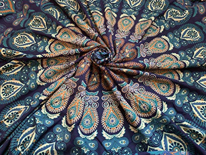 raajsee Mandala Round Beach Tapestry Hippie/Boho Beach Blanket Roundie/Indian Cotton Throw Bohemian Round Table Cloth/Yoga Mat Meditation Picnic Rugs 70 inch Circle (TURQUOISE) - color: TURQUOISE
