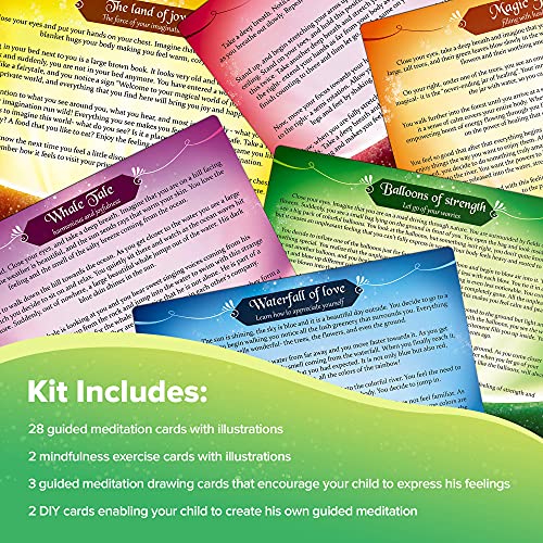 Mindful Land Mindfulness Cards - Positive Affirmations for Kids' Stress Reduction - Meditation Cards Calming Therapy Tool - Daily Mindfulness for Kids' Development