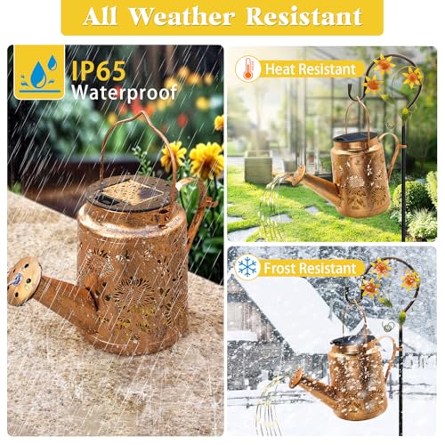 Solar Watering Can with Lights, Birthday Gifts for Mom Women Mother's Day, Outdoor Garden Decor Sunflower Solar Garden Lights for Outdoor Pathway Yard Lawn Patio, Waterproof Gardening Decorations - style: Sunflower