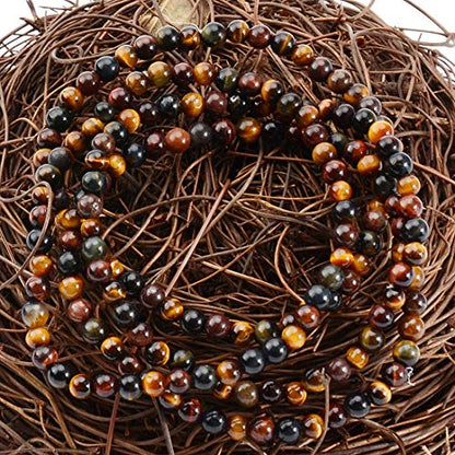 MASSIVE BEADS Handmade Yoga Stretch Elastic Bracelet Natural Stone Crystal Healing Power Energy Gifts for Unisex Adult 4mm 6mm 8mm 10mm - color: 3-Tiger's Eye (Vitality and Abundance), size: 4mm