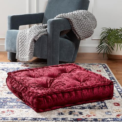 SAFAVIEH Home Collection Belia Burgundy 18-inch Square Floor Pillow with Insert - color: Burgundy, size: 18 x 18-Inch
