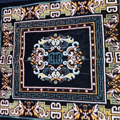 Velvet Pooja Aasan Mat 20 Inch, Soft Prayer and Meditation Seat, Blue Puja Cloth Rug, Home Temple Decor, Floor Seating Mat for Daily Use and Festivals Mattress Mats Car Seat Cover Daily Use