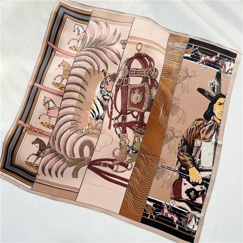 ANDANTINO 100% Mulberry Silk Square Scarf for Hair-25.6" X25.6'' Women Men Natural Silk Neckerchief Digital Printed Headscarf - color: Baby Pink