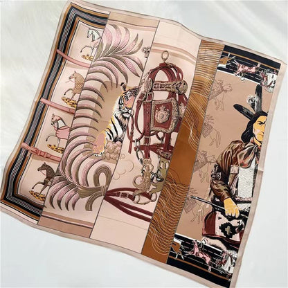 ANDANTINO 100% Mulberry Silk Square Scarf for Hair-25.6" X25.6'' Women Men Natural Silk Neckerchief Digital Printed Headscarf - color: Baby Pink
