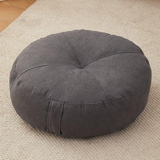 Zafu Meditation Cushion Round Floor Pillow 16 Inch Yoga Bolster for Sitting on Floor Linen Cushions Adults Tatami Pouf Living Room Bedroom Balcony Portable Seat Cushion(Dark Grey(Linen)) - color: Dark Grey(linen)