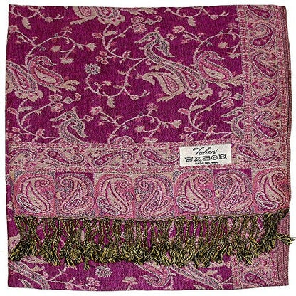 Falari Women's Reversible Paisley Pashmina Shawl Wrap Scarf For Evening Dresses Festivals Any Occasions All Seasons 80"x27" - color: Style 1 - Violet