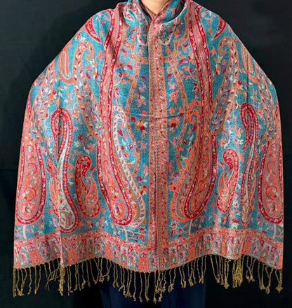 Wool Prayer Shawl Large Reversible Pashmina Silk Scarf nyc Travel Blanket Scarf Winter Wraps for Elegant LUXURY Meditation Extra Soft Boho Extra big unisex Warm in Autumn PREMIUM QUALITY wrap 5303S163