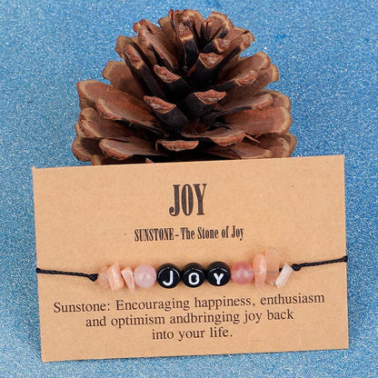 COLORFUL BLING Handmade Healing Chakra Beaded Bracelet with Spiritual Meaningful Card Crystal Natural Stone Strand Bracelet for Women Reiki Yoga Meditation Jewelry Protection Gifts - color: joy