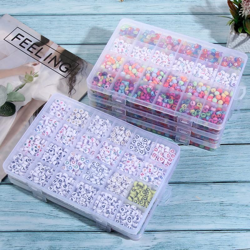 24 Grids Clear Plastic Organizer Box with Adjustable Dividers, Small Craft Organizers and Storage, Clear Compartment Container Storage for Jewelry, bead, DIY Crafts, Fishing Tackles, Small Parts