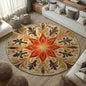 Round Area Rug, Golden Lotus Flower Design, Flannel Meditation Yoga Mat, 59x59 Inch, Soft Portable Floor Carpet for Living Room Bedroom Entryway (120 * 120cm/47.2 * 47.2inch)