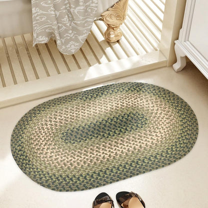 Tranquility TQ22 Green 2' x 3' Oval - Braided Area Rug, Home Decor, Floor Mat or Bedroom Rug - Easy Care, Ideal for High Traffic Areas in Hallway and Living Room - Made in USA