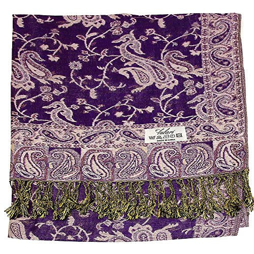 Falari Women's Reversible Paisley Pashmina Shawl Wrap Scarf For Evening Dresses Festivals Any Occasions All Seasons 80"x27" - color: Style 1 - Purple