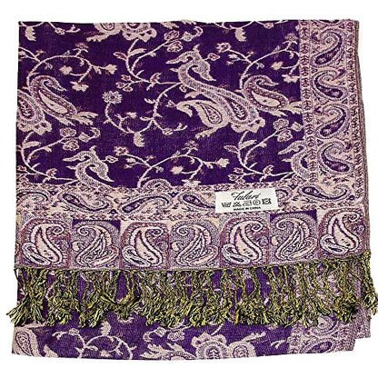 Falari Women's Reversible Paisley Pashmina Shawl Wrap Scarf For Evening Dresses Festivals Any Occasions All Seasons 80"x27" - color: Style 1 - Purple