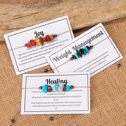 tenghong2021 Chakra Crystal Beaded Bracelet with Wish Card Adjustable Spiritual Anxiety Stone Beads Braide String Bracelet Yoga Meditation for Women Men Jewelry Birthday Gifts - style: Weight Management