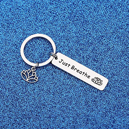WUSUANED Breathe Lotus Keychain Yoga Jewelry Inspirational Gift for Women