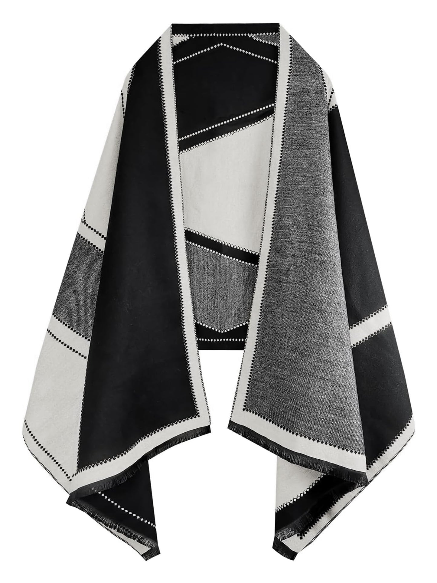 Women's Reversible Pashmina Shawl Wrap for Women Big Scarf Holiday Gifts - color: 14-grey-black-white