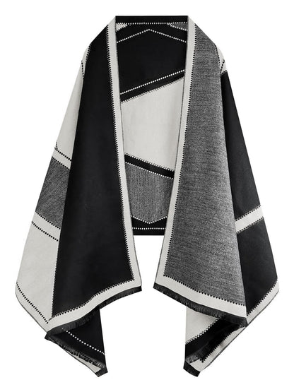 Women's Reversible Pashmina Shawl Wrap for Women Big Scarf Holiday Gifts - color: 14-grey-black-white
