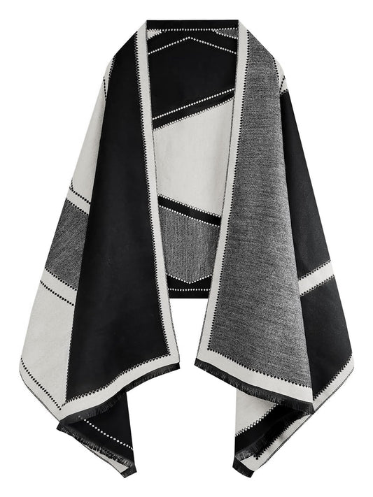 Women's Reversible Pashmina Shawl Wrap for Women Big Scarf Holiday Gifts - color: 14-grey-black-white