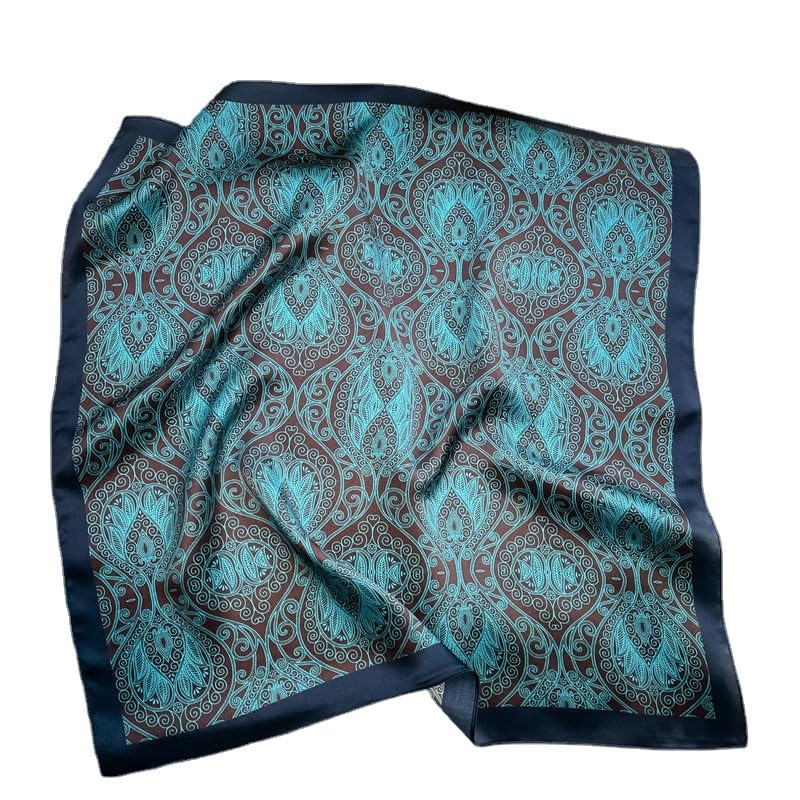 100% Mulberry Silk Neck Scarf - 21'' x 21'' Lightweight Neckerchief - Women Men Small Square Digital Printed Scarves - color: Green Graffiti