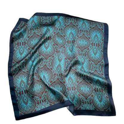 100% Mulberry Silk Neck Scarf - 21'' x 21'' Lightweight Neckerchief - Women Men Small Square Digital Printed Scarves - color: Green Graffiti