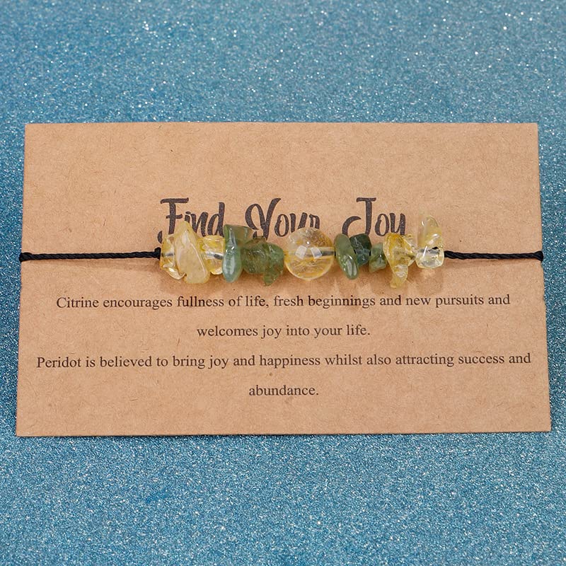 COLORFUL BLING Handmade Healing Chakra Beaded Bracelet with Spiritual Meaningful Card Crystal Natural Stone Strand Bracelet for Women Reiki Yoga Meditation Jewelry Protection Gifts - color: yellow