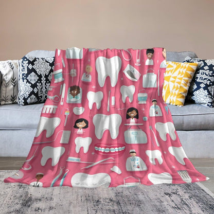 Fashion Bed Sofa Couch Cover, Unisex Blanket, Teeth Dental Seamless Pattern Pink Lightweight Flannel Blanket - color: Color294, size: 30"x40"