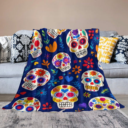 Fashion Bed Sofa Couch Cover, Unisex Blanket, Day Dead Cool Mexican Sugar Skull Lightweight Flannel Blanket - color: Color78, size: 30"x40"