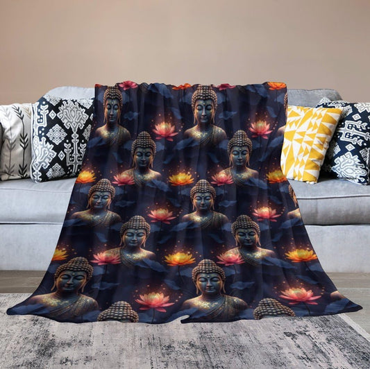 Soft Thin Flannel Plush Blanket Meditation Religion Lotus Art, Lightweight Breathable Throw Blanket, Washable Home Decor Blanket, 40x50 in Small - color: Pattern (333), size: Small Size 40x50 Inches