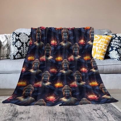 Office Nap Thin Flannel Blanket Meditation Religion Lotus Art, Lightweight Soft Plush Throw Blanket, Compact Travel Blanket for Camping, 50x60 Inches - color: Pattern (333), size: Standard Size 50x60 Inches
