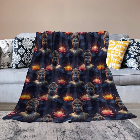 Office Nap Thin Flannel Blanket Meditation Religion Lotus Art, Lightweight Soft Plush Throw Blanket, Compact Travel Blanket for Camping, 50x60 Inches - color: Pattern (333), size: Standard Size 50x60 Inches