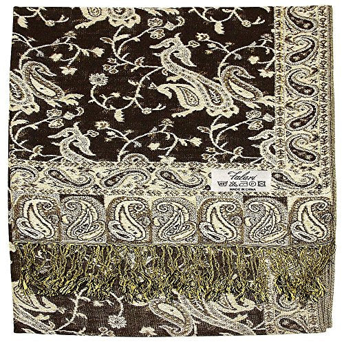 Falari Women's Reversible Paisley Pashmina Shawl Wrap Scarf For Evening Dresses Festivals Any Occasions All Seasons 80"x27" - color: Style 1 - Brown