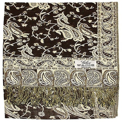 Falari Women's Reversible Paisley Pashmina Shawl Wrap Scarf For Evening Dresses Festivals Any Occasions All Seasons 80"x27" - color: Style 1 - Brown