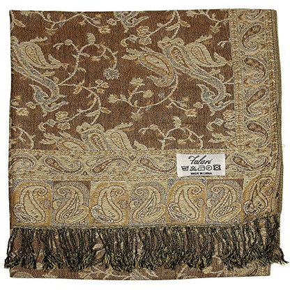 Falari Women's Reversible Paisley Pashmina Shawl Wrap Scarf For Evening Dresses Festivals Any Occasions All Seasons 80"x27" - color: Style 1 - Beige