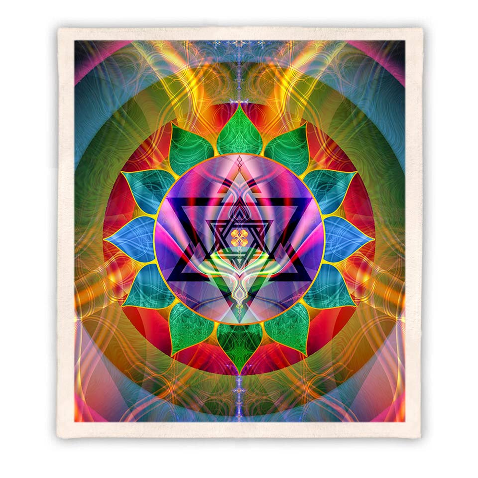 Chakra Throw blanket | Meditation Fleece Blanket | Soft | Ray Of Love (Small) - size: Small