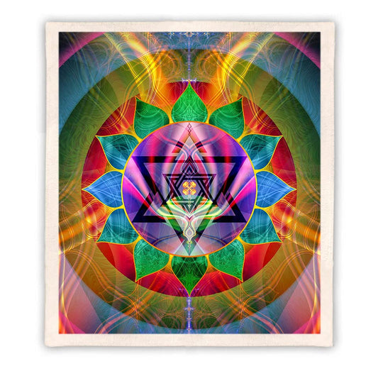 Chakra Throw blanket | Meditation Fleece Blanket | Soft | Ray Of Love (Small) - size: Small