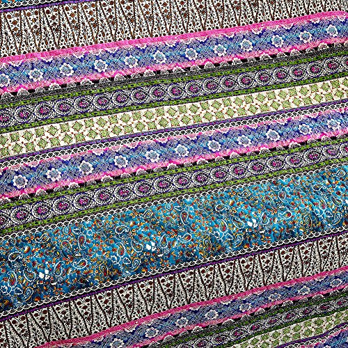 NEWLAKE Quilt Throw Blanket with Reversible Floral Patchwork, Blue Jacquard, 60X78 Inch - color: Ocean Blue