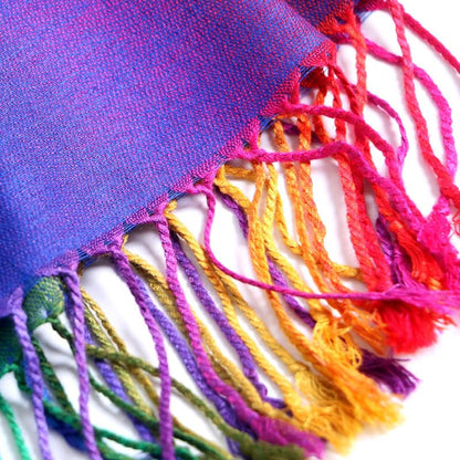 SmilerSmile Colorful Scarf Wraps for Womens Tassel Shawl Wrap - color: 01-peacock/Royalblue