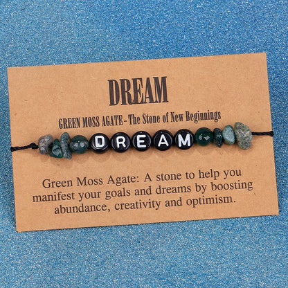 COLORFUL BLING Handmade Healing Chakra Beaded Bracelet with Spiritual Meaningful Card Crystal Natural Stone Strand Bracelet for Women Reiki Yoga Meditation Jewelry Protection Gifts - color: dream