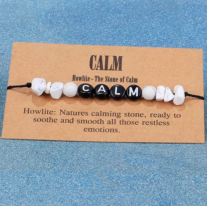 COLORFUL BLING Handmade Healing Chakra Beaded Bracelet with Spiritual Meaningful Card Crystal Natural Stone Strand Bracelet for Women Reiki Yoga Meditation Jewelry Protection Gifts - color: calm