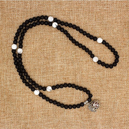 Bivei Lava Rock Stone Diffuser 108 Buddhist Mala Prayer Beads Locket Pendant Charm Wrap Buddha Bracelet Necklace