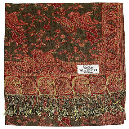 Falari Women's Reversible Paisley Pashmina Shawl Wrap Scarf For Evening Dresses Festivals Any Occasions All Seasons 80"x27" - color: Style 1 - Dark Grey