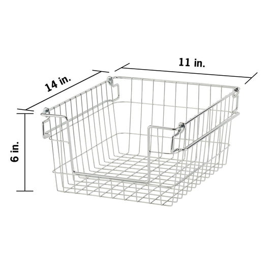 TRINITY 2-Pack Stackable Metal Wire Storage Baskets With Handles, EcoStorage Chrome, 11 Inches - color: EcoStorage Chrome, size: 11 Inches