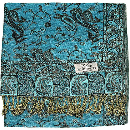 Falari Women's Reversible Paisley Pashmina Shawl Wrap Scarf For Evening Dresses Festivals Any Occasions All Seasons 80"x27" - color: Style 1 - Turquoise