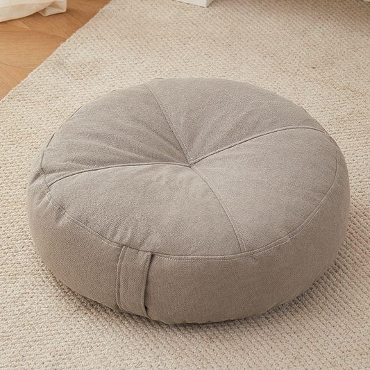 Zafu Meditation Cushion Round Floor Pillow 16 Inch Yoga Bolster for Sitting on Floor Linen Cushions Adults Tatami Pouf Living Room Bedroom Balcony Portable Seat Cushion(Light Grey(Linen)) - color: Light Grey(linen)