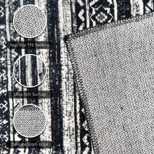 RUGSURE Washable Area Rugs 4' x 6' - 1/6 Thick - Moroccan-Inspired -Stain & Water Resistant Non-Slip - Resistant Rug for Living Room, Bedroom, Nursery, Pet & Child Friendly (Black) - color: Morocco-black, size: 4' x 6' (Rectangular)